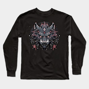 Mecha Tier Tiger Wolf Fuchs Drache Cyborg Long Sleeve T-Shirt